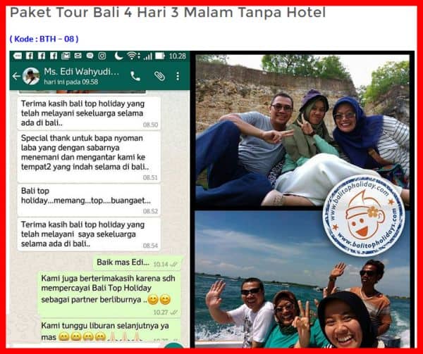 Paket wisata Bali tanpa hotel 4 hari 3 malam
