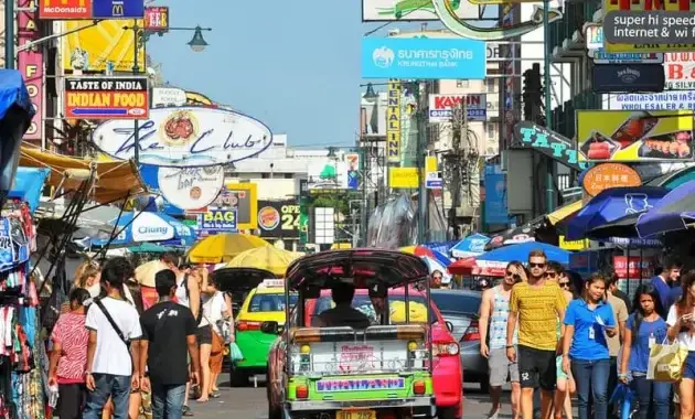 khao san road, pasar di thailand, foto pasar di thailand, foto keadaan kota thailand, jalanan thailand, khao san road