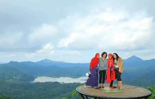 wisata kalibiru, menara pohon kalibiru, pemandangan dari atas puncak menara pandang kalibiru, wisata alam kalibiru