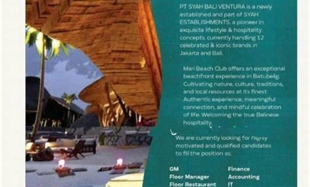 Mari Beach Club Bali Menu